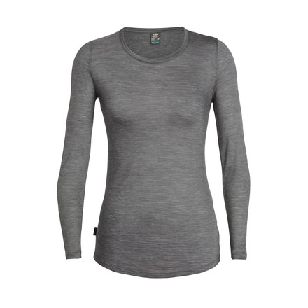 Icebreaker Cool-Lite Sphere Long Sleeve Low Crewe - Women's, Panther/Snow/Stripe, Medium, 104677001M