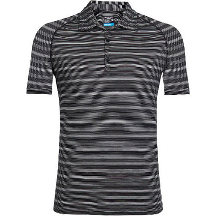 Icebreaker Sphere Short Sleeve Polo - Men's-Stripe Black/Snow-X-Large