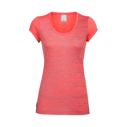 Icebreaker Sphere Short Sleeve Scoop Cool Relief, Poppy Red Hthr, S, 104165601S