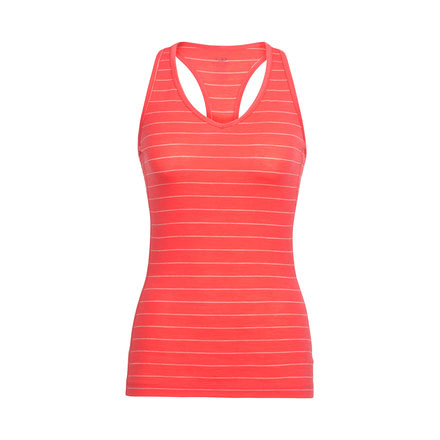 Icebreaker Sprite Tank, Poppy Red/Fawn Hthr/Stripe, S, 103656603S