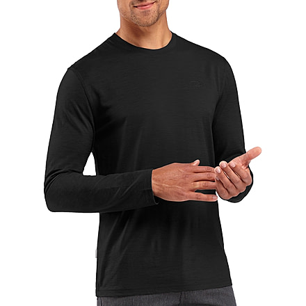 Icebreaker Tech Lite Long Sleeve Crewe - Mens-Black-X-Large