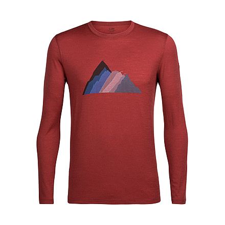 Icebreaker Tech Lite Long Sleeve Crewe Seven Summit Stack, Vintage Red, L, 104121601L