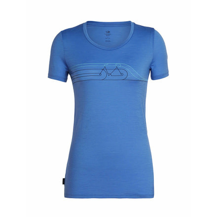 Icebreaker Tech Lite Short Sleeve Low Crewe Cadence Pulse- Womens, Cove, Small, 104602401S