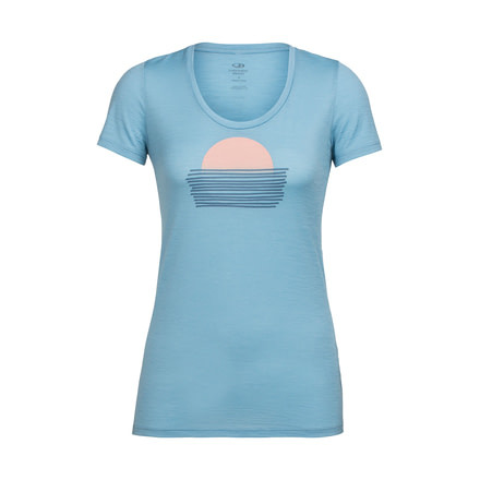 Icebreaker Tech Lite Short Sleeve Scoop Setting Sun, Waterfall, L, 104157401L