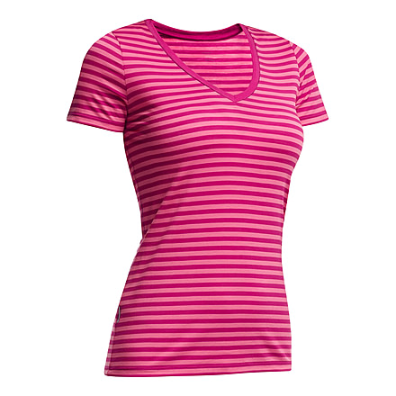 Icebreaker Tech Lite Short Sleeve V Top - Womens-Raspberry/Shocking-Medium