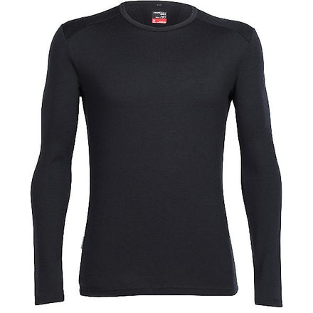 Icebreaker Tech Long Sleeve Crew Top - Men's-Black/Black/Black-Large