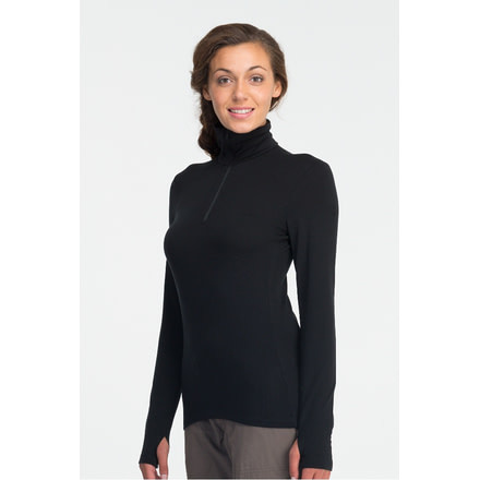 Tech Long Sleeve Half Zip Top - Womens-Black-Medium