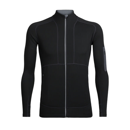Icebreaker Tracer Long Sleeve Zip, Black/Monsoon, L, 104103001L
