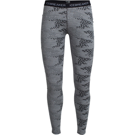 Icebreaker Vertex Leggings Flurry - Women's-Blizzard Heather/Jet Heather/Black-Medium