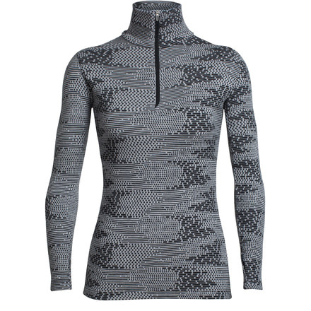 Icebreaker Vertex Long Sleeve Half Zip Flurry - Women's-Blizzard Heather/Jet Heather-Small