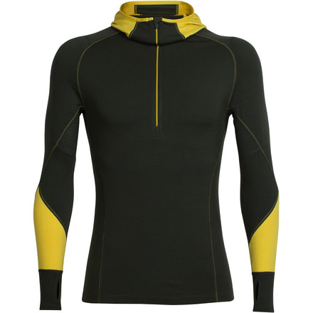 Icebreaker Winter Zone Long Sleeve Half Zip Hood - Men's-Kale/Sulfur/Sulfur-Large