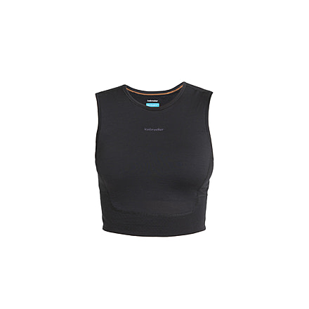 Icebreaker Women Merino 125 ZoneKnit Energy Wind Cropped Bra-Tank, Black, S, IB0A56XT001S