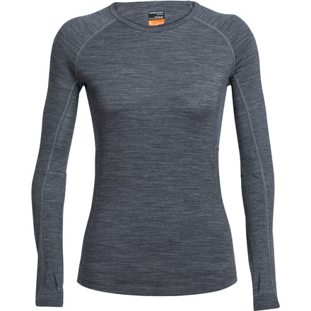 Icebreaker Zone Long Sleeve Crew - Women's-Gritstone Heather/Snow-X-Small