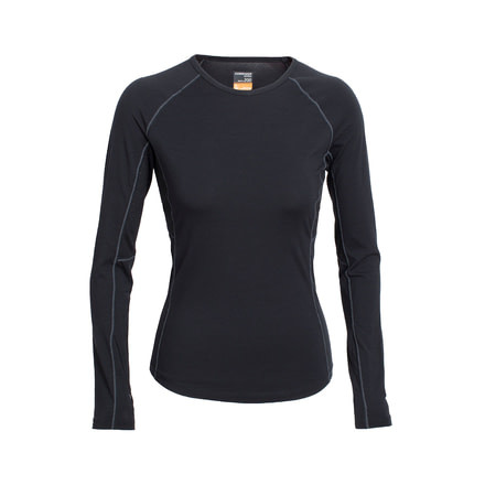 Icebreaker Zone Long Sleeve Crewe, Black/Mineral, S, 102570001S