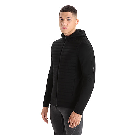 Icebreaker ZoneKnit Insulated Long Sleeve Zip Hoodie - Mens, Black, Large, IB0A59HH001L