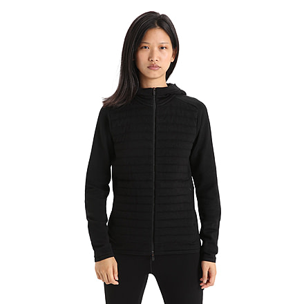 Icebreaker ZoneKnit Insulated Long Sleeve Zip Hoodie - Womens, Black, Small, IB0A59HG001S