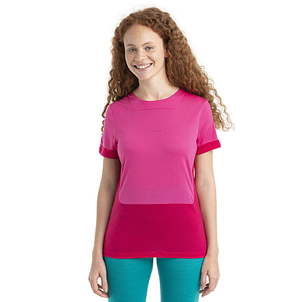 Icebreaker ZoneKnit Short Sleeve T-Shirt - Womens, Tempo/Electron Pink/Cb, Small, IB0A56OU858S
