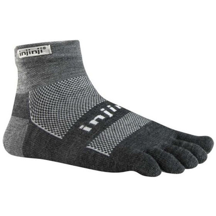 Injinji 2.0 Outdoor Midweight Mini Crew Nuwool Socks - Mens, Charcoal And Black, Extra Large, 223330-CBS-XL