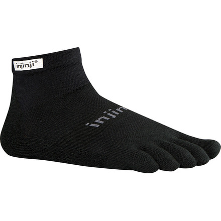 Injinji Run 2.0 Lightweight Mini-Crew Sock - Mens-Black-Large