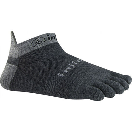 Injinji Run Lightweight No Show Nuwool Socks - Mens, Charcoal And Black, Large, 201310-CBS-L