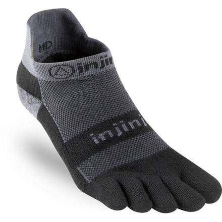 Injinji Run Midweight No Show Xtralife Socks - Mens, Black Gray, Small, 203110-BLG-S