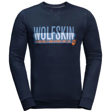 Jack Wolfskin Slogan Sweatshirt - Mens, Night Blue, Medium, 1707391-1010003