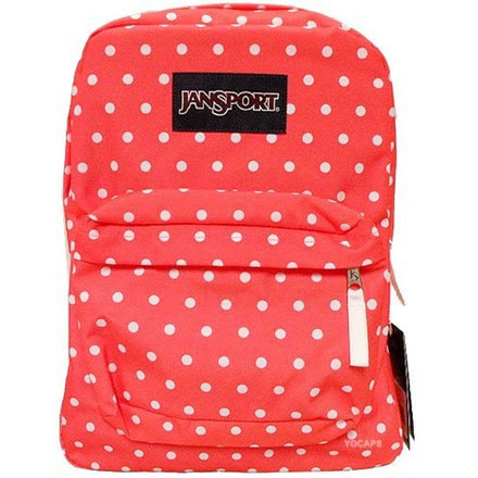Jansport Superbreak Backpack-Tahitian Orange/White Dots