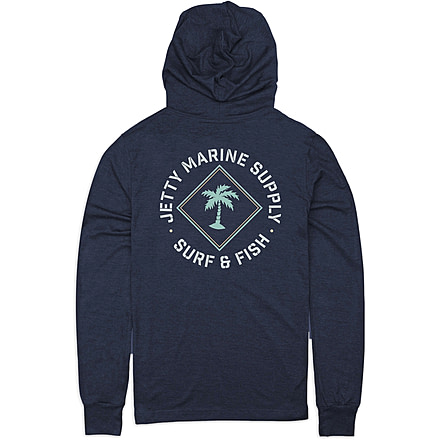 Jetty Maritime Long Sleeve Tee Hoodie - Mens, Navy, Eztra Large, 30991