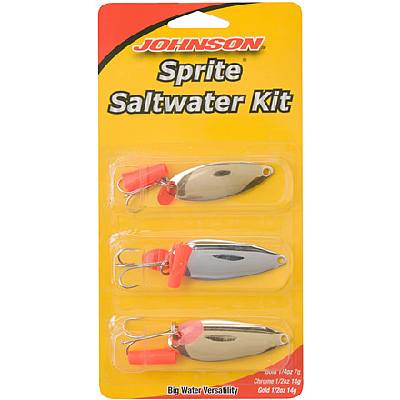 Johnson Sprite Saltwater Hard Bait Kit, Spoon, Saltwater, Varied, 2in / 5cm, 3 Hooks, Assorted, 1064915