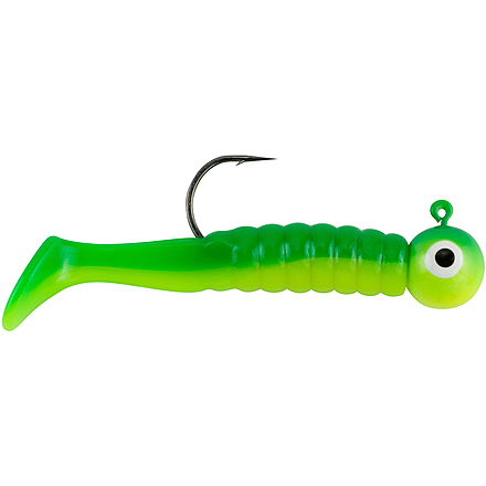 Johnson Swimming Paddletail Soft Bait, 1/4 oz, 2 1/8in / 5cm, Hook Size 2/0, 5 Hooks, Chartreuse-Green, 1430527