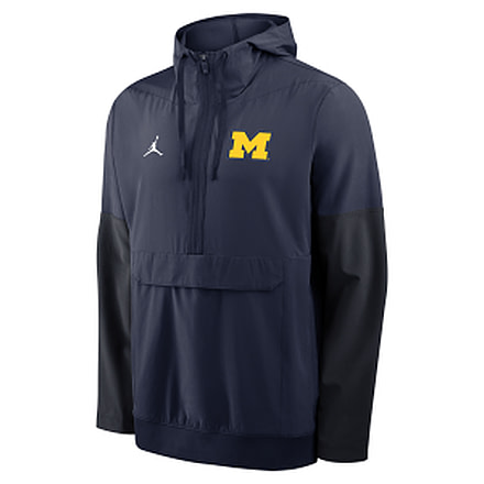 Jordan Mens Michigan Anorak Jordan Brand College 1/2-Zip Hooded Jacket in Blue 0JAT0CZDMWN-PTU, Blue, S, male, 1015865413-00198719931835