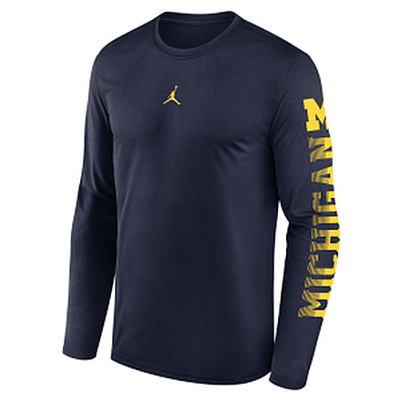 Jordan Mens Michigan Primetime Legend Jordan Brand Dri-FIT College Long-Sleeve T-Shirt in Blue NJGT41SMWN-EKV, Blue, XL, male, 1016090300-00199138732416