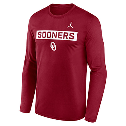 Jordan Mens Oklahoma Primetime Legend 2-Hit Jordan Brand Dri-FIT College Long-Sleeve T-Shirt in Red NJGT69WOKN-6TH, Red, M, male, 1015865162-00198533290316
