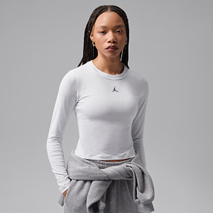 Jordan Womens Jordan Brooklyn Essentials Long-Sleeve Mid Layer T-Shirt in White IM7353-100, White, XS, female, 1015985745-00198966204171