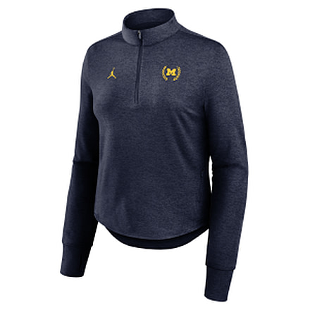 Jordan Womens Michigan Swift Jordan Brand Dri-FIT College Half-Zip Top in Blue 0JPM41SMWN-TT1, Blue, XL, female, 1016043360-00198985904199