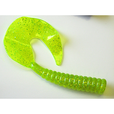 Kalin's Fishing Kalin Octogambo Grub, 8, 8in, Chartreuse Holographic, 8M10-533