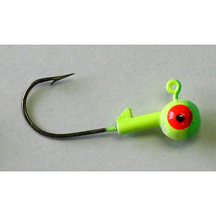Kalins Fishing Kalin Roundhead Jig, 1/32oz, Size 6 Hook, Chartreuse/Green, 12/Pack, RH32-2