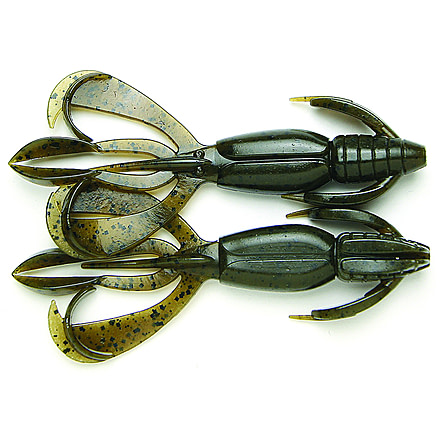 Keitech Crazy Flapper, Green Pumpkin, 3.6in Twin Tail Craw/Creature, 7Pk, Bag/Blister Pack, Squid Scent Infused, CF36101