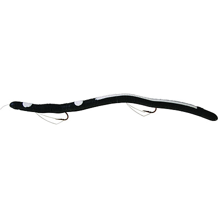 Kellys Two-Hook Weedless Pre-Rigged Plastic Worm, 5 1/2in, Sz 4 Hooks, Black/White, KW104-BW