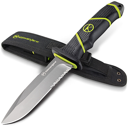 Kilimanjaro Gear Kibo Survival Fixed Blade Knife,4.75in, Black Handle, Black ComboEdge KJ910091