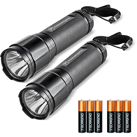Kilimanjaro Gear LED Flashlight 2pk, Black, 250 Lumens, 3 AAA Included KJ910080, EDEMO1