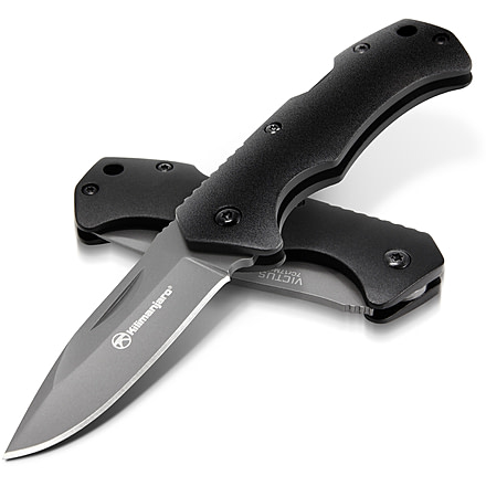 Kilimanjaro Gear Victus Folding Knife,2.5in, Black Handle, Black Plain Edge KJ910086