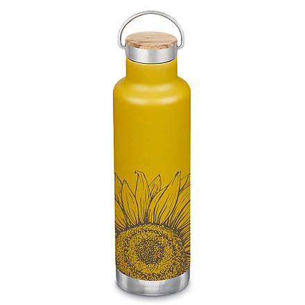 Klean Kanteen 25oz Insulated Classic Bottle w/ Bamboo Cap, Sunflower, 1010921