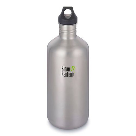 Klean Kanteen Classic w/ Loop Cap, 64oz, Brushed Stainless, Silver, 18/8 Stainless Steel, Polyprop, KK-43427