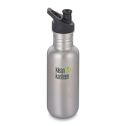 Klean Kanteen Classic w/ Sport Cap, 18oz, Stainless, Silver, KK-43182