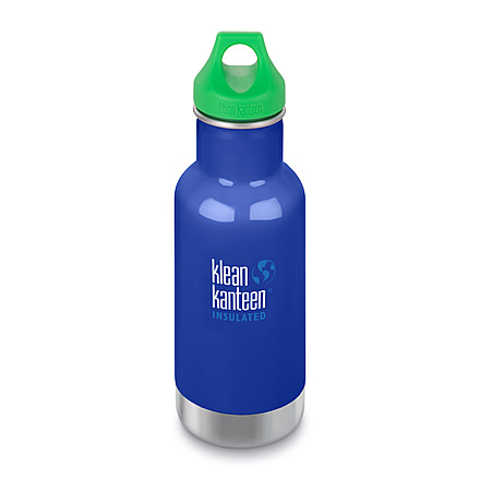 Klean Kanteen Insulated Kid Classic W/ Loop Cap, 12oz, Cstl, Coastal Waters, 18/8 Stainless Steel, Polyprop, KK-44110