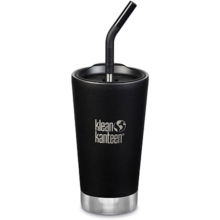 Klean Kanteen Insulated Tumbler w/Straw Lid And Straw, 16oz, Shale Black, 16oz, 1005726