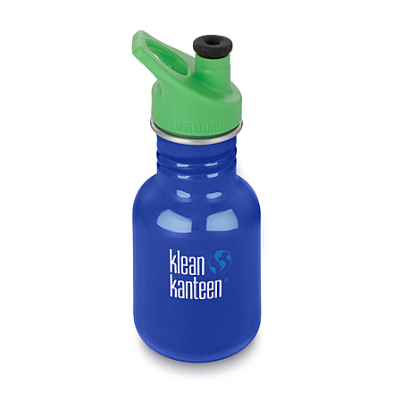 Klean Kanteen Kid Classic W/ Kid Sport Cap 3, 12oz, Cstl Wtr, Coastal Waters, 18/8 Stainless Steel, Polyprop, KK-44042