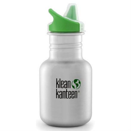 Klean Kanteen Kid Kanteen w/ Sippy Cap, 12oz, Stainless, Silver, 18/8 Stainless Steel, Polyprop, KK-43960
