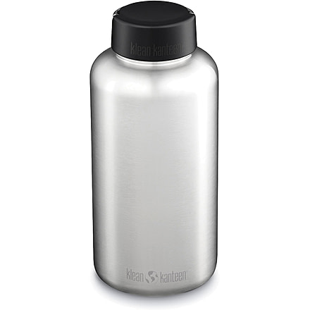 Klean Kanteen Wide w/Wide Loop Cap, 64oz, Brushed Stainless, 64oz, 1009501